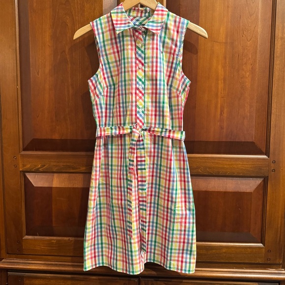 NWT Tommy Hilfiger Plaid Multi-Colored Tie Front Button Down Dress Size 4P - Picture 4 of 15